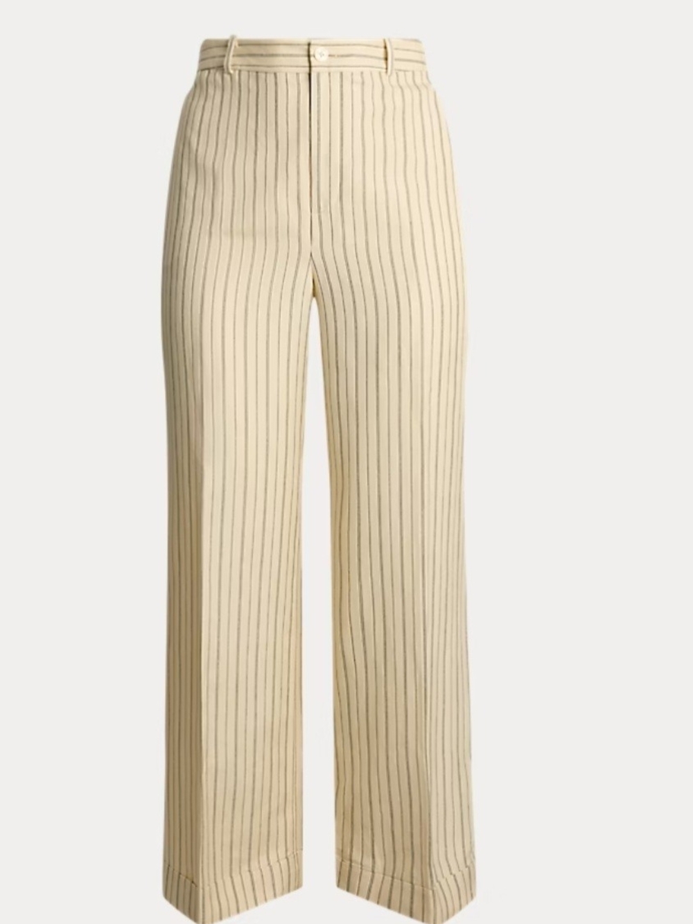 Ralph Lauren Pinstripe Linen Blend Wide Leg Tailored High Rise Pants Sz 8 Career